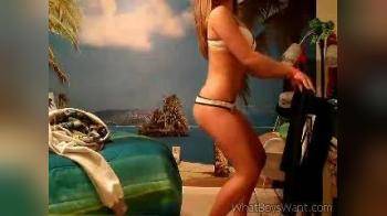 video of Hot girl in a beach room