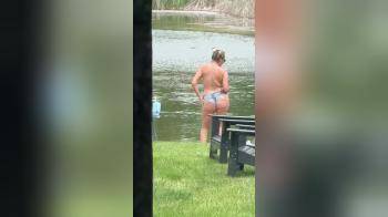 video of Spying on topless wife outdoors