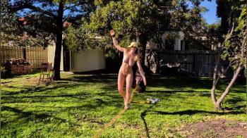 video of Hairy bush naked tight rope walk