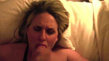 video of This slut REALLY wants cum - she pumps his hard cock, then sucks it until her shoots his spunk over her mouth... true cumslut
