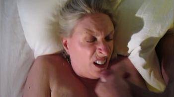 video of Chubby mature cumslut has an orgasm as her lover jerks off into her mouth and feeds her a load of hot sperm