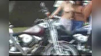 video of biker babes pose topless