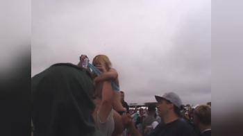 video of Blonde top pulled up