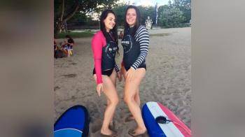 video of bikini bum bend over