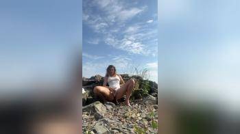 video of Babe is playing with herself outside at lake