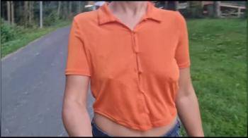 video of Young Stepdaughter Flashes her Tits in Public on the Street