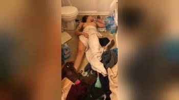 video of GF secretly bating on bathroom floor gets caught