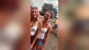 video of Hot blonde girls on festival kissing