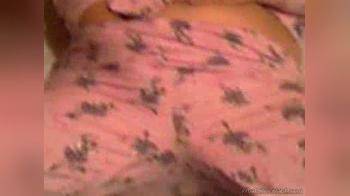 video of Rubbing herself through pajamas