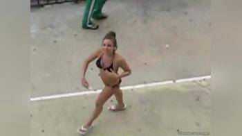 video of Flashing Babe caught from balcony...