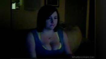 video of showing & licking her big tits on cam