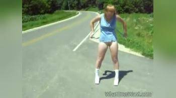 video of redhead stripping on the road