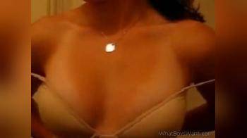 video of Brunette showing tits and pussy