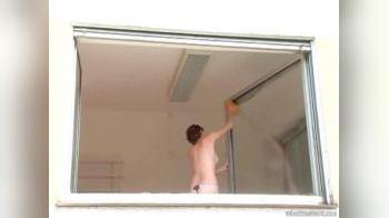 video of hot redhead window washer