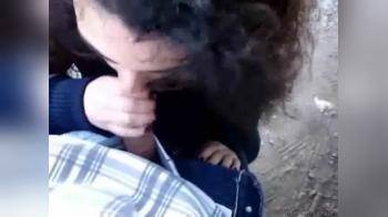 video of Outdoor BJ. she can't take the load