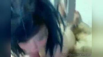 video of Chubby Emo With Blue Hair Blows Cock POV