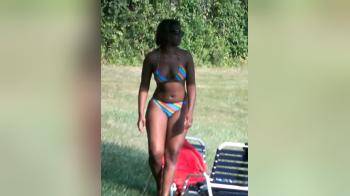 video of stripey bikini