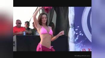 video of Melissa pink polka dot bikini
