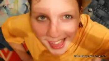 video of Cum on her smiling face