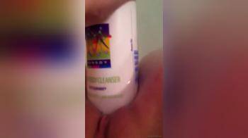 video of Shampo Bottle in Pussy